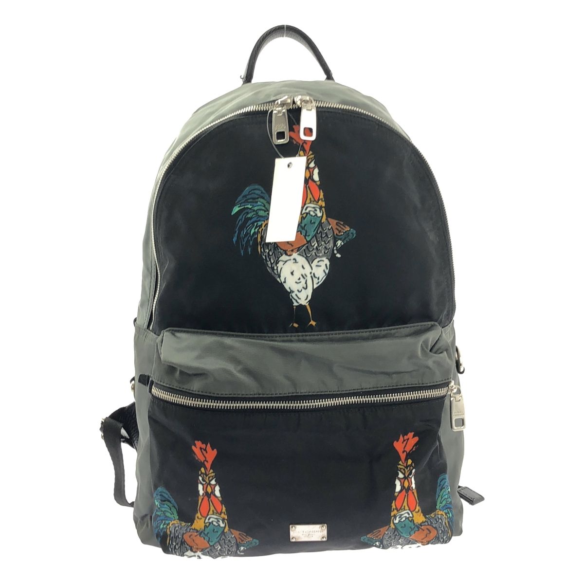 Dolce & Gabbana Graphic Print Backpack Gray Black