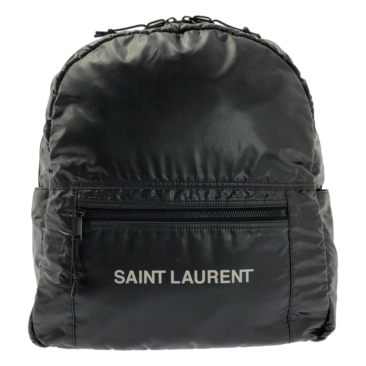 Saint Laurent Nuxx Nylon Backpack Logo Print Day Black