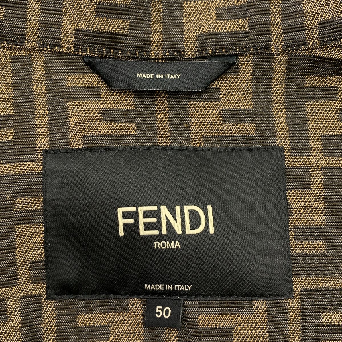 Fendi FF Zucca Jacquard Shirt Jacket 50 Brown