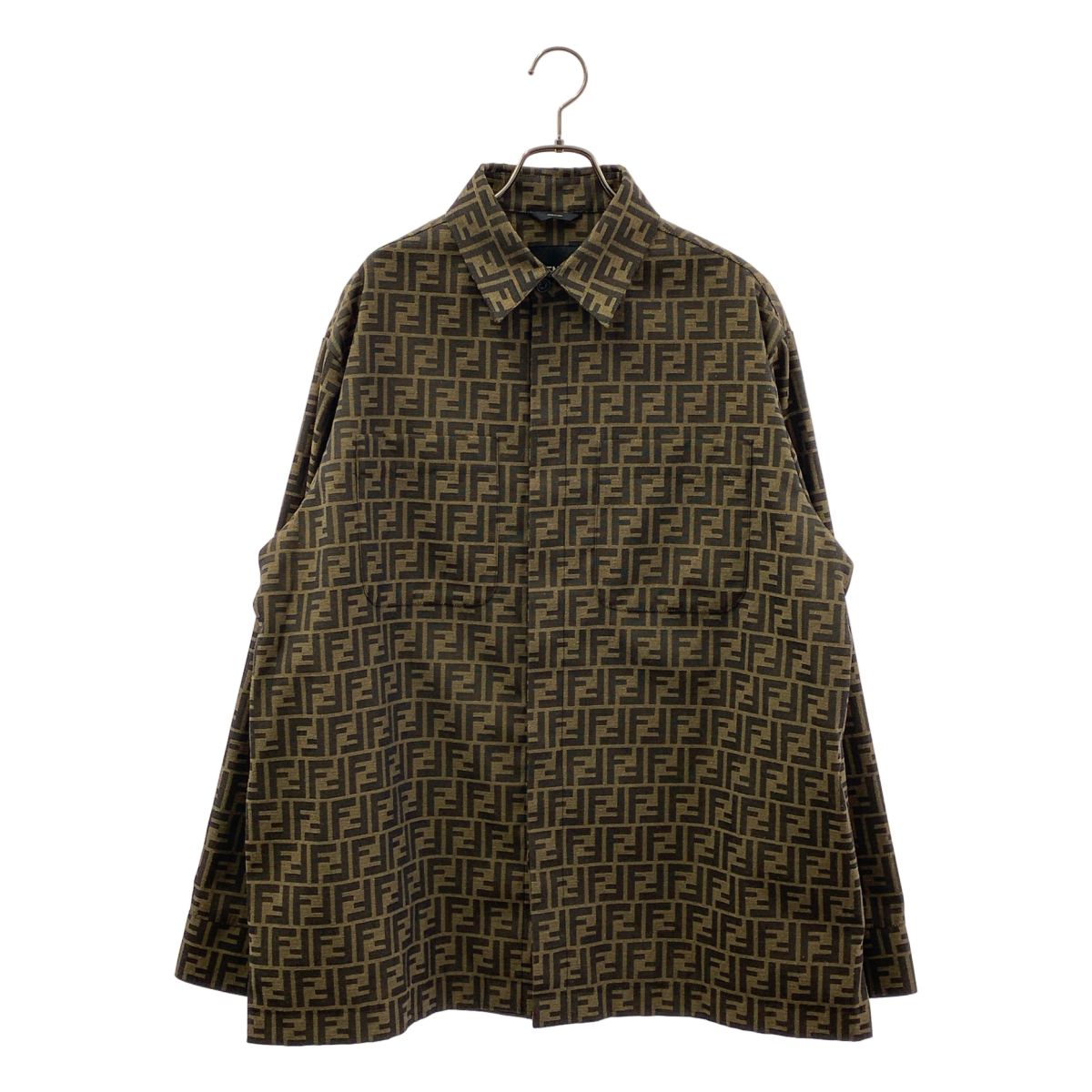 Fendi FF Zucca Jacquard Shirt Jacket 50 Brown