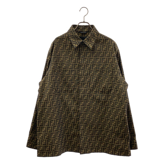 Fendi FF Zucca Jacquard Shirt Jacket 50 Brown