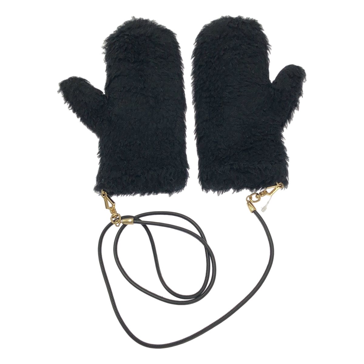 Max Mara Teddy Bear Alpaca Wool Mittens Gloves M-l Black