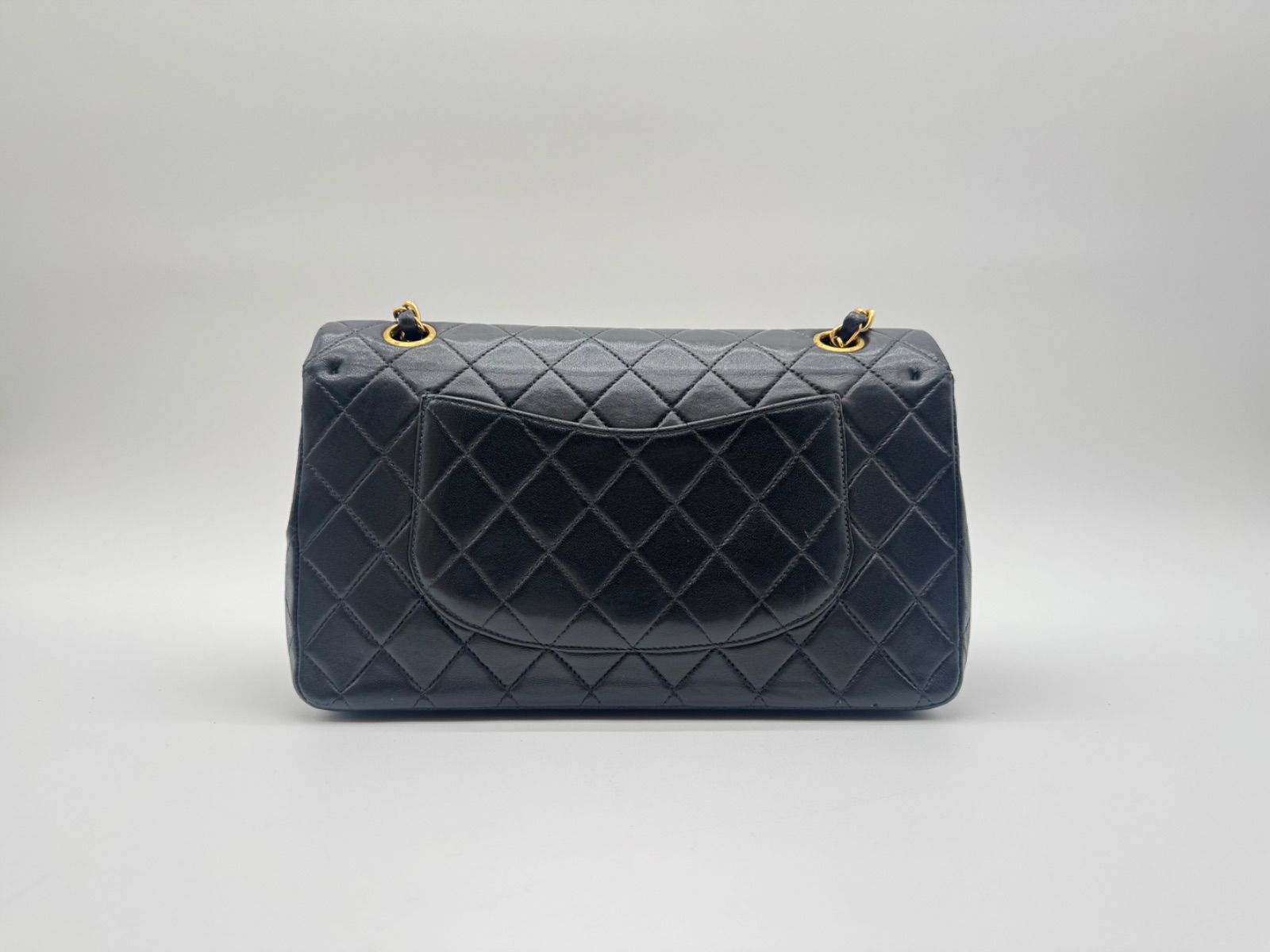 Chanel Large Shoulder Bag Quilted Turnlock Double Flap CC Logo Leather Black — view 2