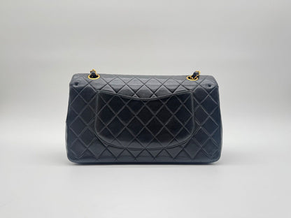 Chanel Large Shoulder Bag Quilted Turnlock Double Flap CC Logo Leather Black — view 2