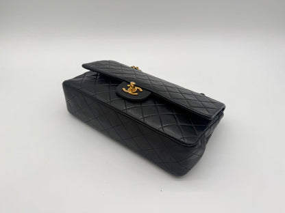 Chanel Large Shoulder Bag Quilted Turnlock Double Flap CC Logo Leather Black — view 7