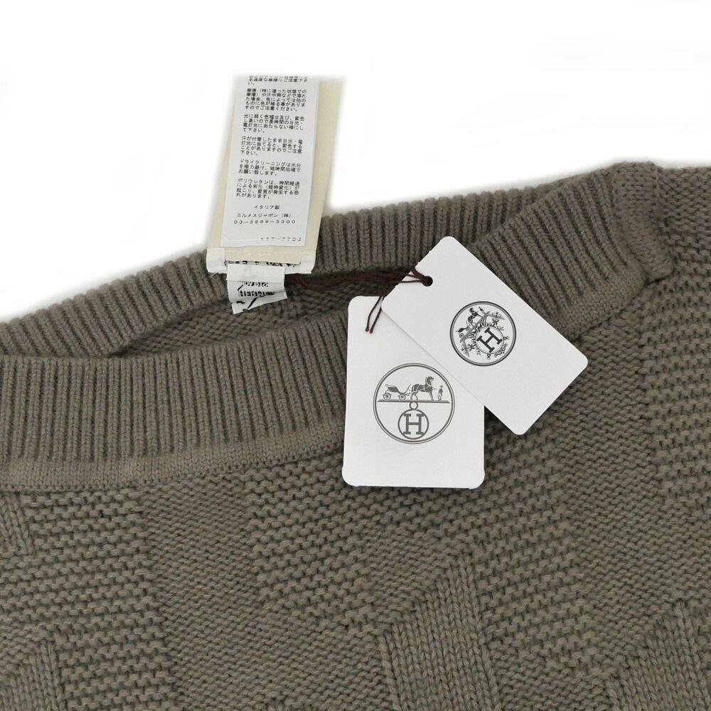 Hermes Knit Poncho 38 Brown Khaki Wool Top
