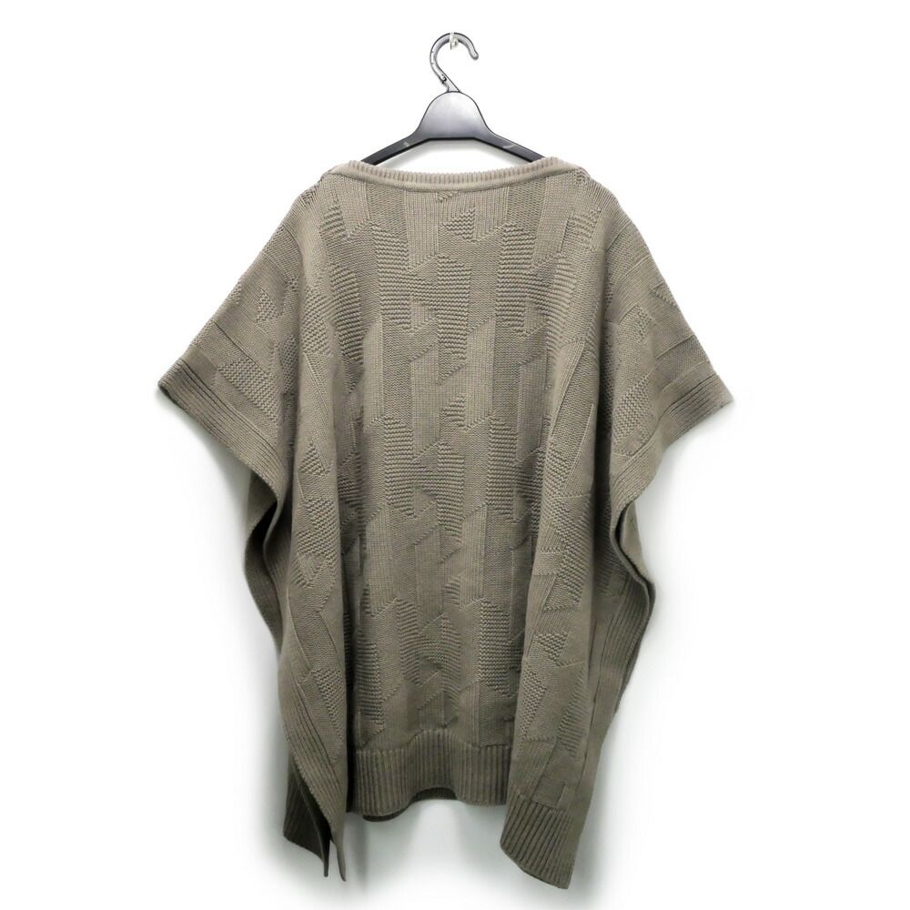 Hermes Knit Poncho 38 Brown Khaki Wool Top