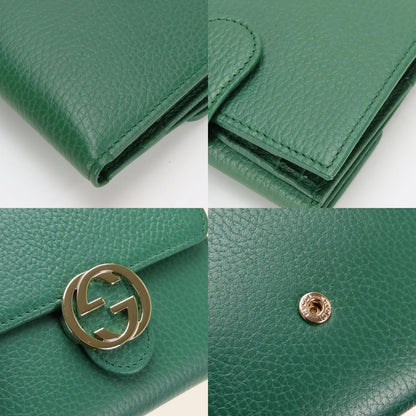 Gucci Bifold Wallet Interlocking Leather Green Everyday Use