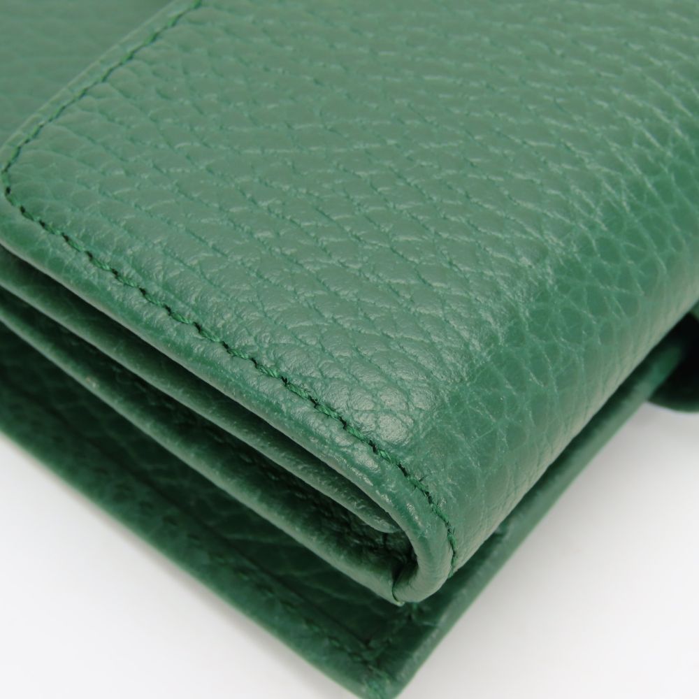 Gucci Bifold Wallet Interlocking Leather Green Everyday Use