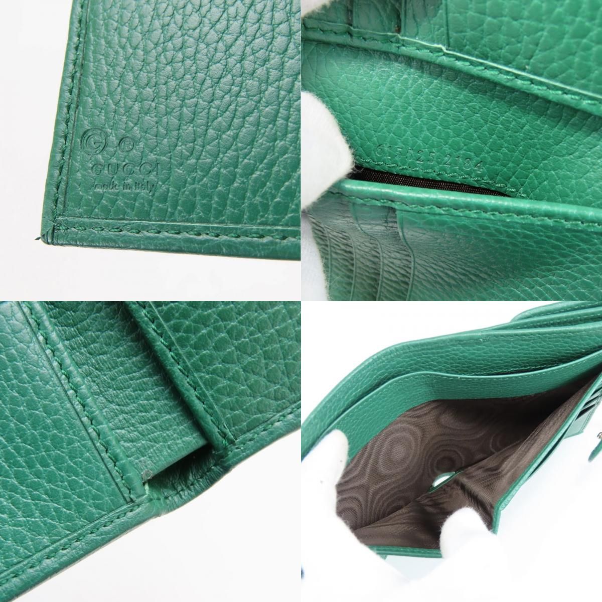 Gucci Bifold Wallet Interlocking Leather Green Everyday Use