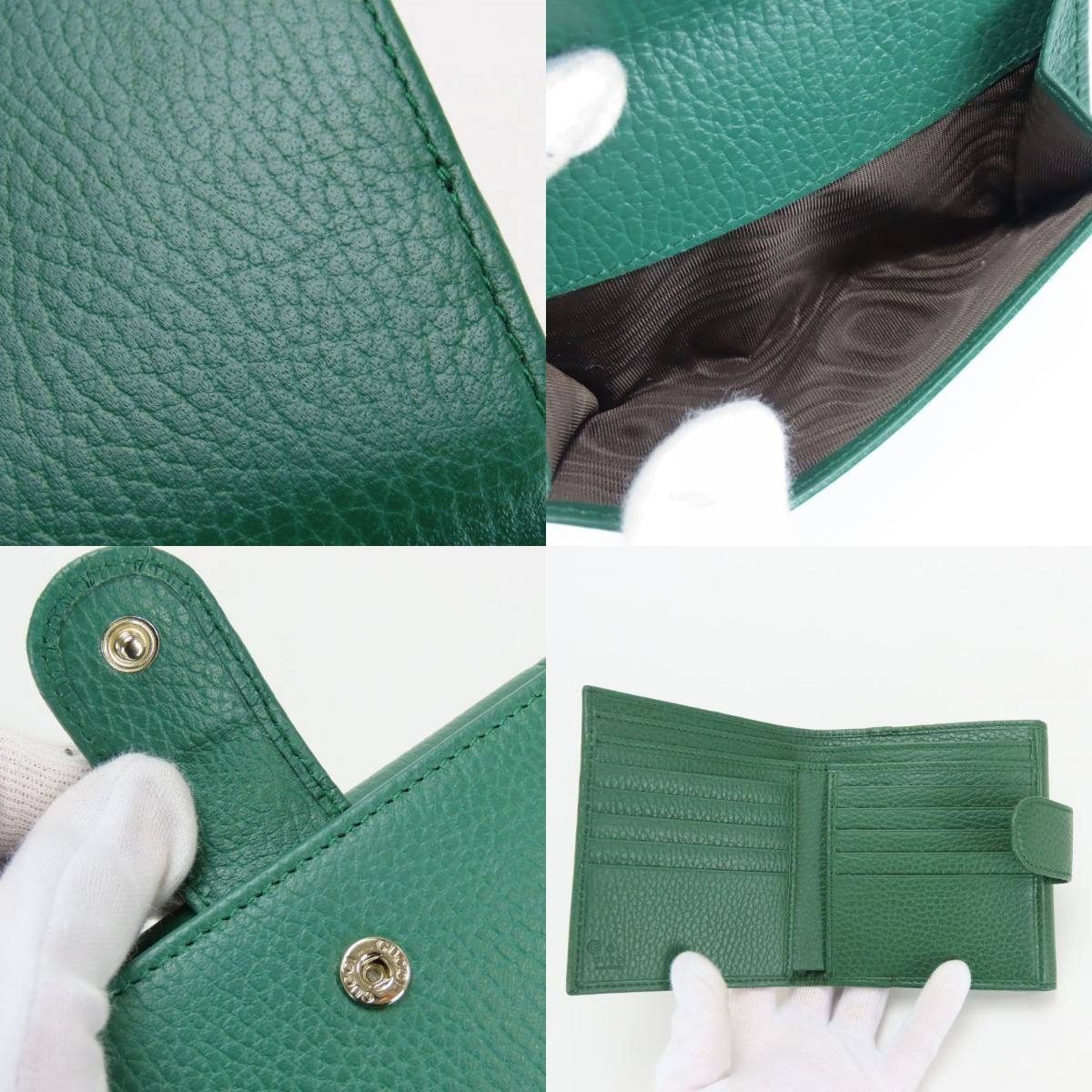 Gucci Bifold Wallet Interlocking Leather Green Everyday Use