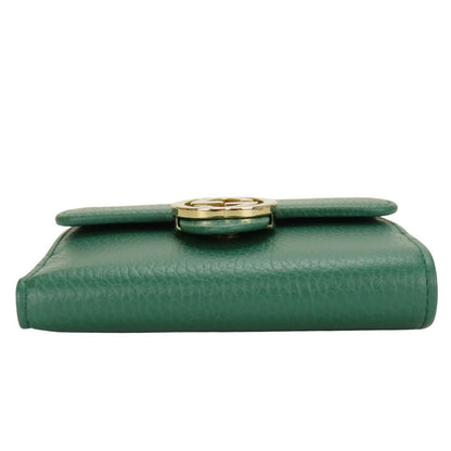 Gucci Bifold Wallet Interlocking Leather Green Everyday Use