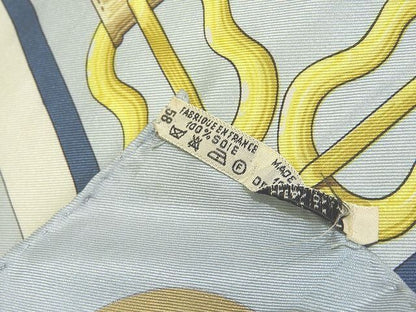 Hermes Carre 90 Scarf Coaching Silk 100% Light Blue Horse Tackle 8C — view 2