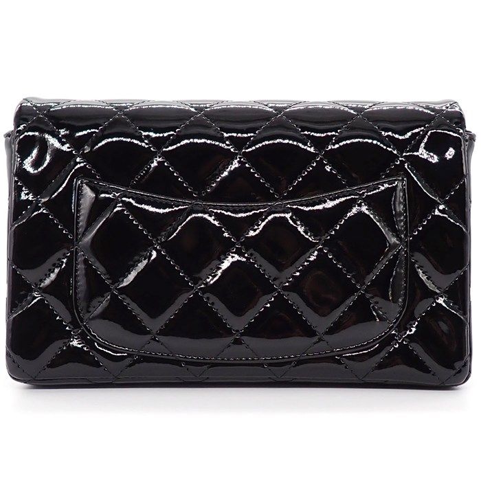 Chanel Shoulder Bag Brilliant Quilted Chain Wallet Black Patent Leather Silver — view 2