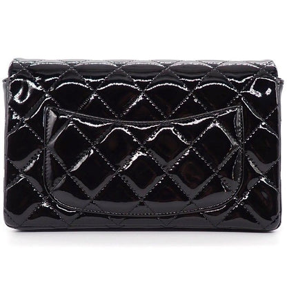 Chanel Shoulder Bag Brilliant Quilted Chain Wallet Black Patent Leather Silver — view 2