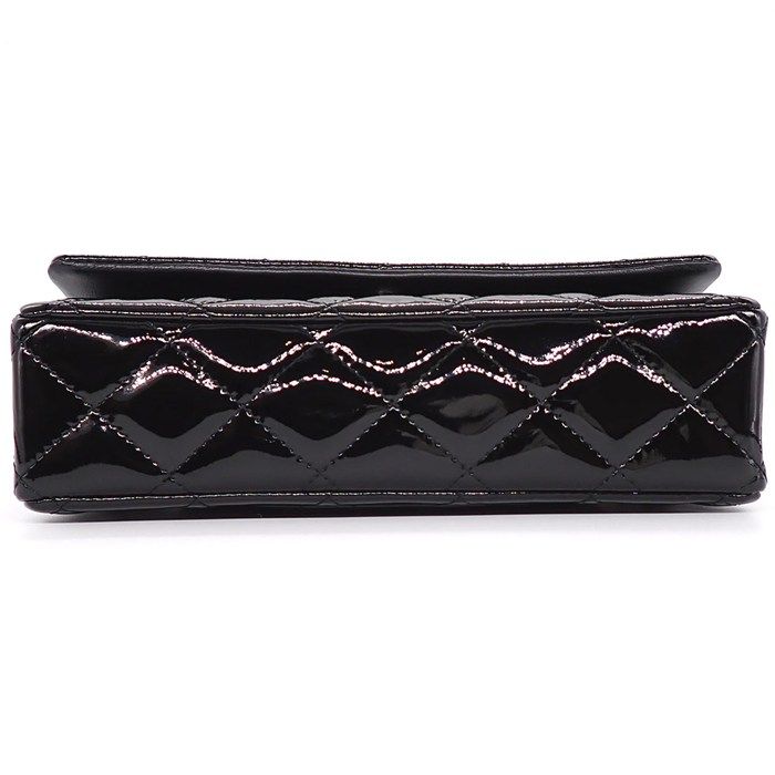 Chanel Shoulder Bag Brilliant Quilted Chain Wallet Black Patent Leather Silver — view 4