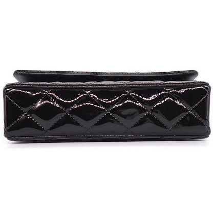 Chanel Shoulder Bag Brilliant Quilted Chain Wallet Black Patent Leather Silver — view 4