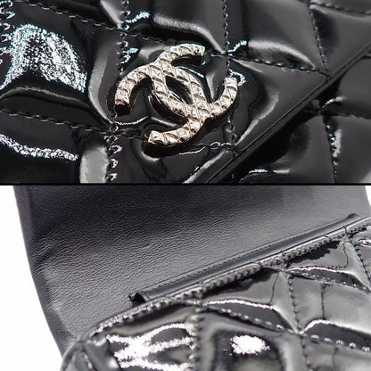 Chanel Shoulder Bag Brilliant Quilted Chain Wallet Black Patent Leather Silver — view 7