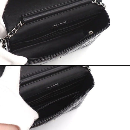 Chanel Shoulder Bag Brilliant Quilted Chain Wallet Black Patent Leather Silver — view 5
