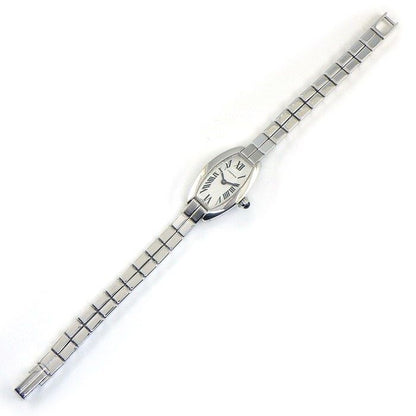 Cartier Watch Mini Tonneau Lanier Silver Dial Roman Index 18k White Gold Quartz — view 3