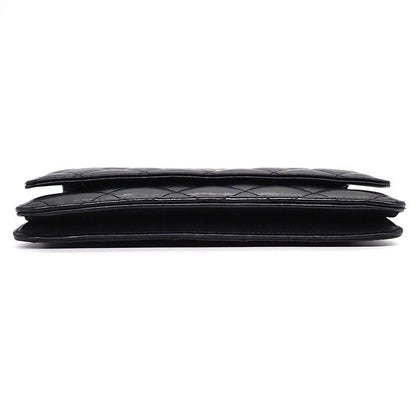 Chanel Shoulder Bag Quilted Classic Chain Wallet Black Bordeaux Lambskin — view 4