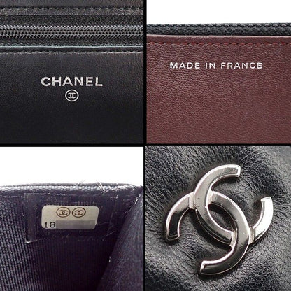 Chanel Shoulder Bag Quilted Classic Chain Wallet Black Bordeaux Lambskin — view 7