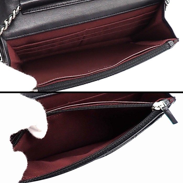 Chanel Shoulder Bag Quilted Classic Chain Wallet Black Bordeaux Lambskin — view 5