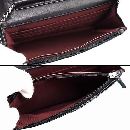 Chanel Shoulder Bag Quilted Classic Chain Wallet Black Bordeaux Lambskin — view 5