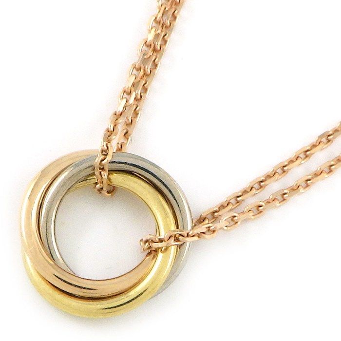 Cartier Necklace Trinity Double Chain Circle Round Three Color 18k Pink Gold