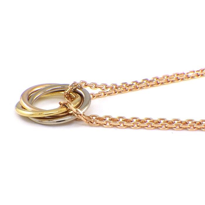 Cartier Necklace Trinity Double Chain Circle Round Three Color 18k Pink Gold — view 2