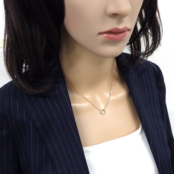 Cartier Necklace Trinity Double Chain Circle Round Three Color 18k Pink Gold — view 7