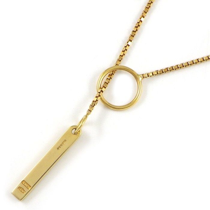 Gucci Lariat Necklace Logo Plate Venetian Chain 18k Yellow Gold — view 2