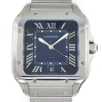 Cartier Watch Santos LM Square Sunray Gradient Blue Dial Roman Index Date SS