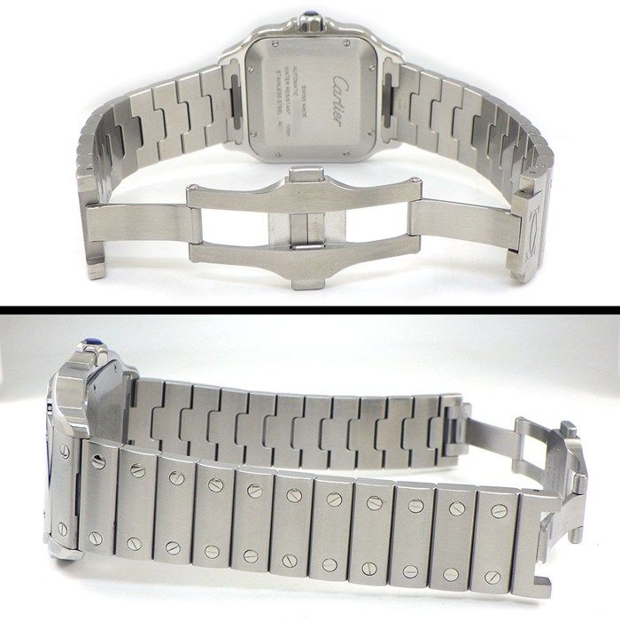 Cartier Watch Santos LM Square Sunray Gradient Blue Dial Roman Index Date SS — view 3