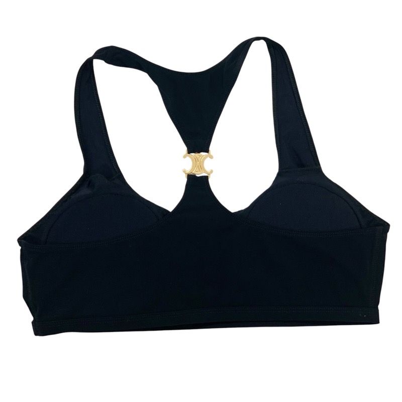 Celine Black Gold Triomphe Swimsuit Bikini Separates Swimwear