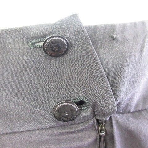 Chanel Skirt Knee Length Silk 100 CC Logo Pleated Black 38