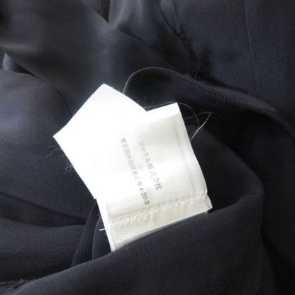 Chanel Skirt Knee Length Silk 100 CC Logo Pleated Black 38