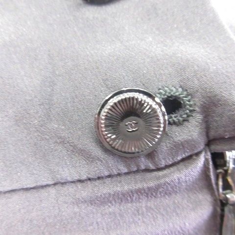 Chanel Skirt Knee Length Silk 100 CC Logo Pleated Black 38