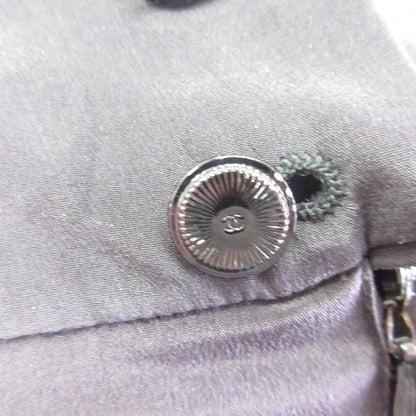 Chanel Skirt Knee Length Silk 100 CC Logo Pleated Black 38
