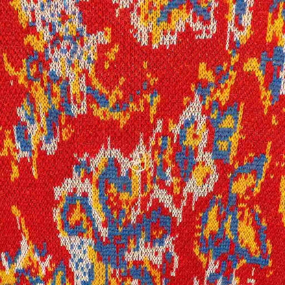 Saint Laurent Yves Dress Long Sleeve Knit Calf Long M Red Multicolor