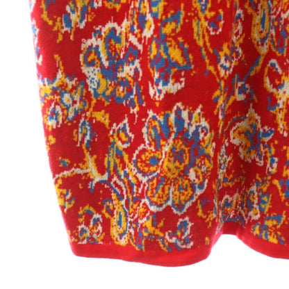 Saint Laurent Yves Dress Long Sleeve Knit Calf Long M Red Multicolor