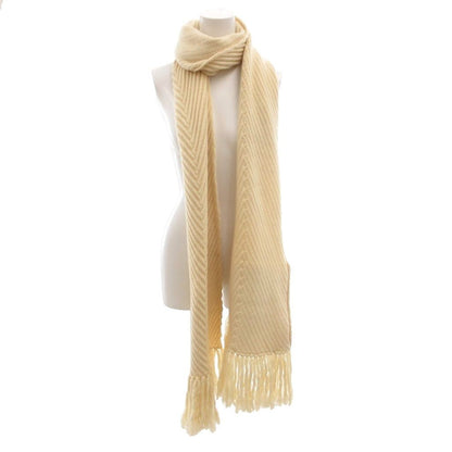 Louis Vuitton Scarf Shawl Fringe Knit Wool Cashmere Blend White Sweater