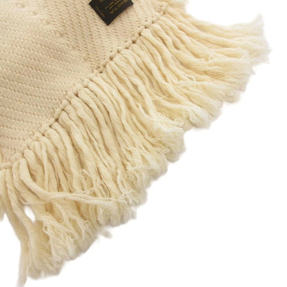 Louis Vuitton Scarf Shawl Fringe Knit Wool Cashmere Blend White Sweater
