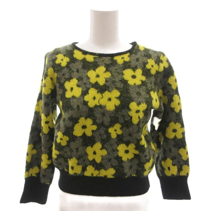 Dior Vintage Knit Sweater Floral Lame Long Sleeve M Green