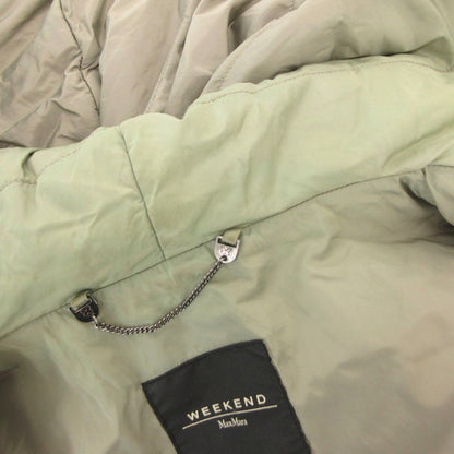Max Mara Down Jacket Coat Hood Long Snap Button 42 Khaki