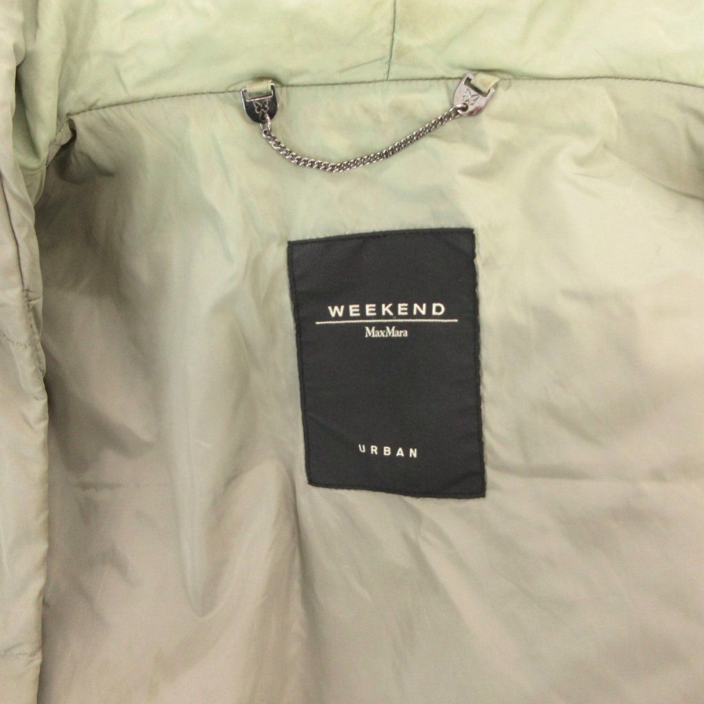 Max Mara Down Jacket Coat Hood Long Snap Button 42 Khaki