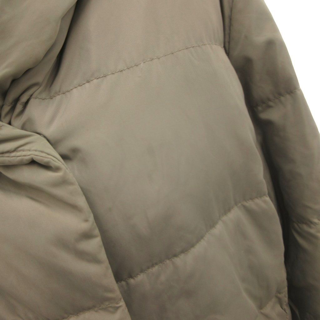 Max Mara Down Jacket Coat Hood Long Snap Button 42 Khaki