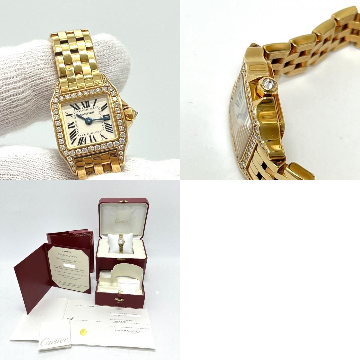 Cartier Watch Mini Santos Demoiselle 18k Yellow Gold
