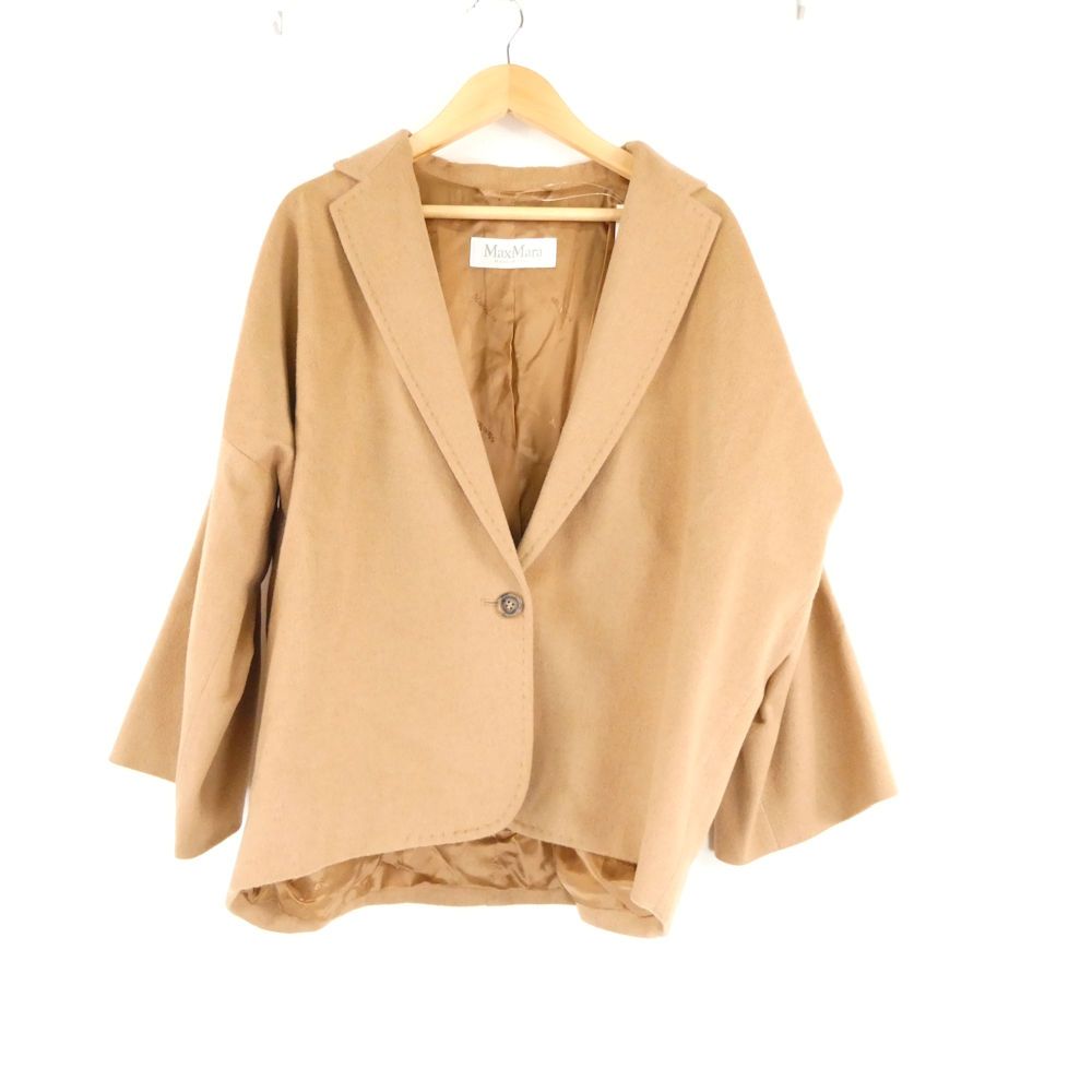 Max Mara Maxmara Short Jacket 40 Camel Cape 3/4 Sleeve