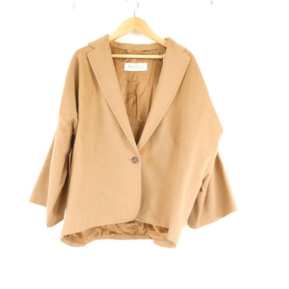 Max Mara Maxmara Short Jacket 40 Camel Cape 3/4 Sleeve
